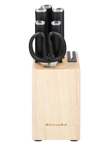 KitchenAid 7tlg. Messerblock-Set in Hellbraun/ Schwarz