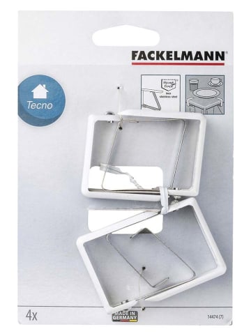 Fackelmann 8-delige set: tafelkleedklemmen wit - (L)4,5 x (B)1,5 cm