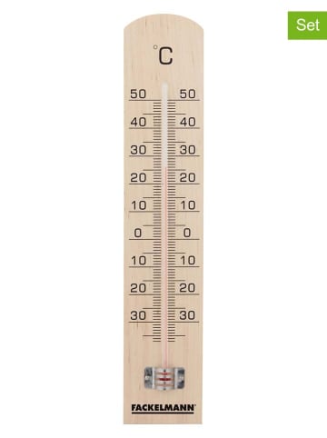 Fackelmann 2er-Set: Thermometer in Hellbraun - (L)25 cm