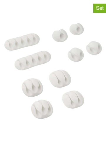 Fackelmann 10-delige set: Kabelhalter wit