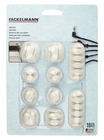 Fackelmann Uchwyty (10 szt.) w kolorze białym do kabli