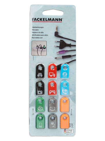 Fackelmann 24-delige set: kabelmarkers meerkleurig - (L)2,5 x (B)1,5 cm