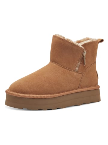 s.Oliver Leder-Winterboots in Hellbraun