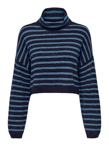 ONLY Rollkragenpullover in Blau/ Schwarz