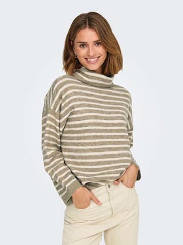 ONLY Rollkragenpullover in Khaki/ Creme