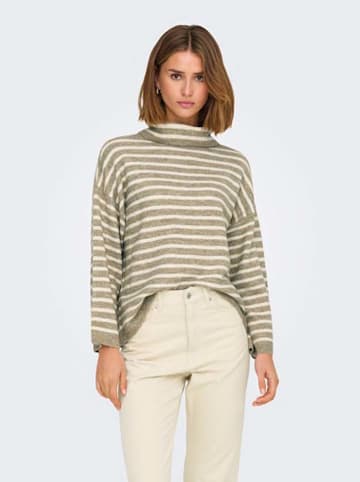 ONLY Rollkragenpullover in Khaki/ Creme
