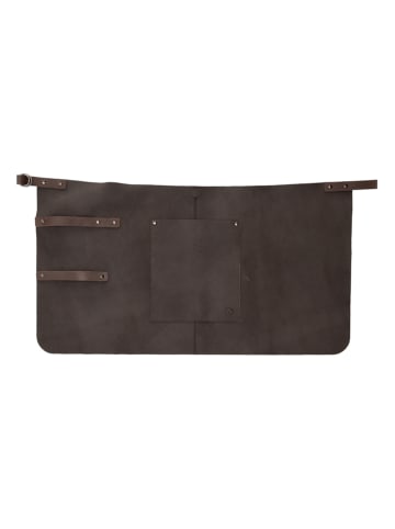 HIDE & STITCHES Leder-Grillschürze in Dunkelbraun - (B)38 x (H)70 x (T)0,5 cm