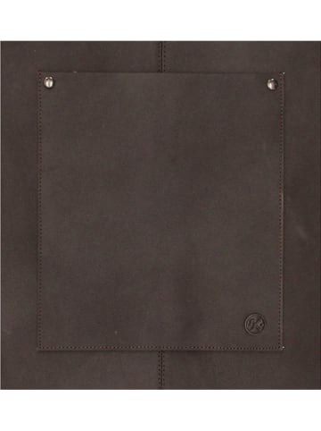 HIDE & STITCHES Skórzany fartuch w kolorze ciemnobrązowym do grilowania - 38 x 70 x 0,5 cm