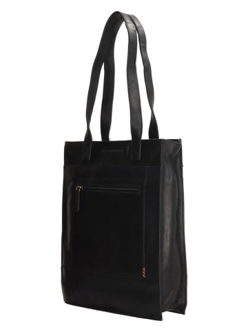 HIDE & STITCHES Leder-Schultertasche in Schwarz - (B)30,5 x (H)36 x (T)9 cm