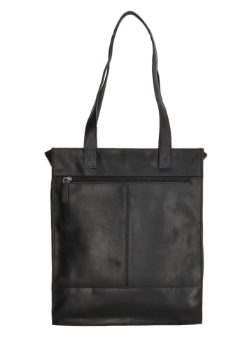 HIDE & STITCHES Leder-Schultertasche in Schwarz - (B)30,5 x (H)36 x (T)9 cm