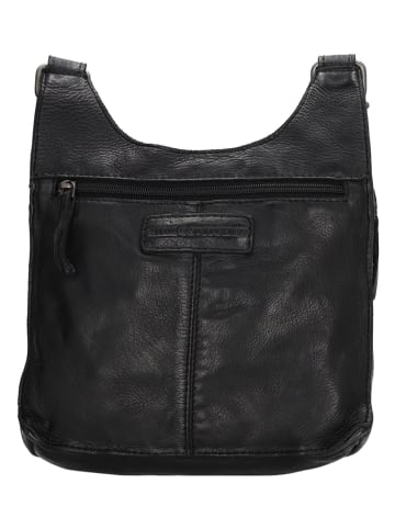 HIDE & STITCHES Leder-Umhängetasche in Schwarz - (B)22 x (H)20 x (T)7 cm