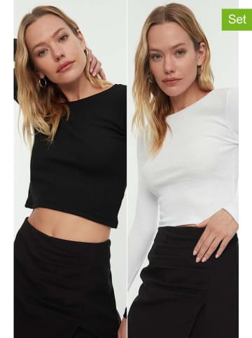 trendyol 2er-Set: Longsleeves in Schwarz/ Weiß