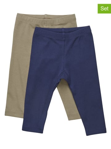Minymo Legginsy (2 pary) w kolorze jasnobrązowym i granatowym