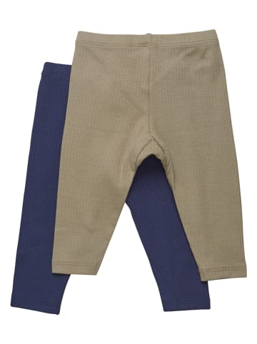 Minymo 2er-Set: Leggings in Hellbraun/ Dunkelblau