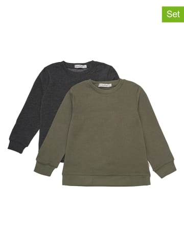 Minymo 2er-Set: Sweatshirts in Khaki/ Schwarz
