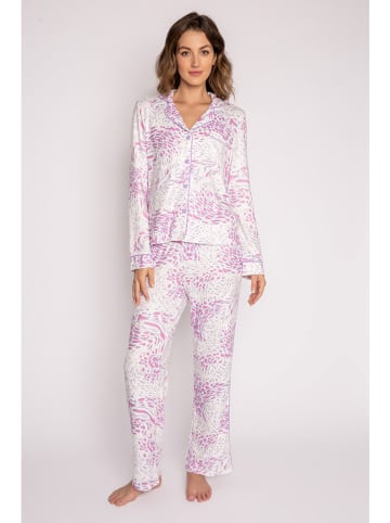 PJ Salvage Pyjama-Oberteil in Weiß/ Lila