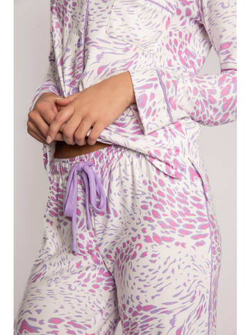 PJ Salvage Pyjama-Oberteil in Weiß/ Lila