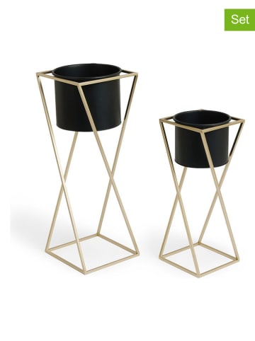 Lifa Living 2er-Set : Pflanzenständer ''Vera'' in Schwarz/ Gold
