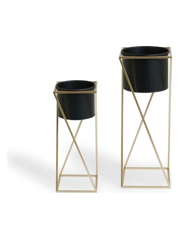 Lifa Living 2-delige set: plantenstandaards "Vera" zwart/goudkleurig