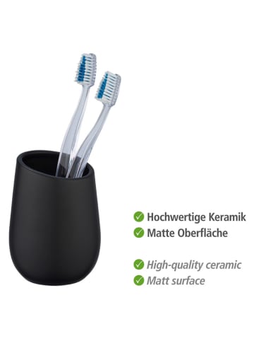 Wenko 2-delige set: tandenborstelbekers ''Badi'' zwart - (H)11 x Ø 8 cm