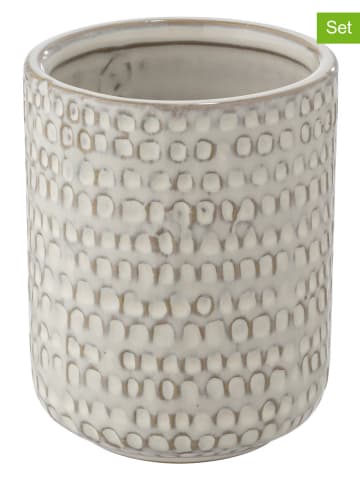 Wenko 2er-Set: Zahnputzbecher ''Pergole'' in Beige - (H)9,5 x Ø 7,5 cm
