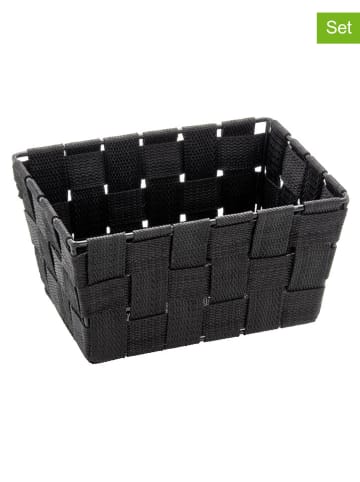 Wenko 2er-Set: Aufbewahrungsboxen ''Adria'' in Schwarz - (B)19 x (H)9 x (T)14 cm