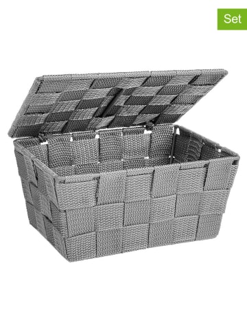 Wenko 2er-Set: Aufbewahrungsboxen ''Adria'' in Grau - (B)19 x (H)10 x (T)14 cm