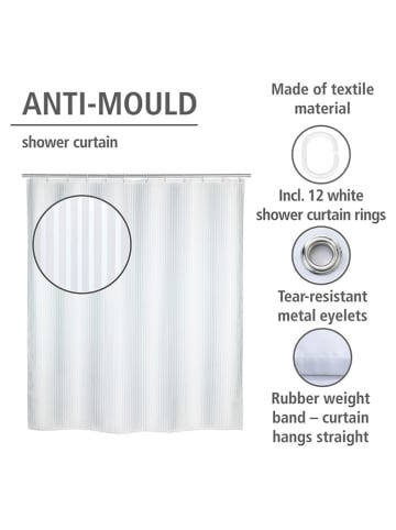 Wenko Duschvorhang ''Palais'' in Weiß - (L)200 x (B)180 cm