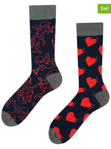 TODO SOCKS 2er-Set: Socken in Dunkelblau/ Rot/ Grau