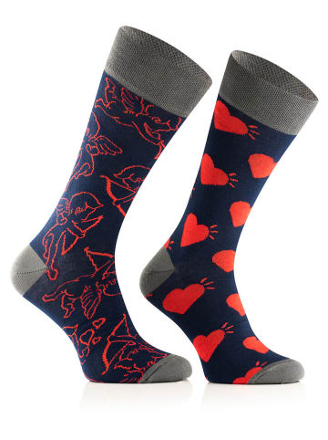 TODO SOCKS 2er-Set: Socken in Dunkelblau/ Rot/ Grau