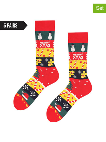 TODO SOCKS 5er-Set: Socken in Rot/ Gelb/ Dunkelgrün