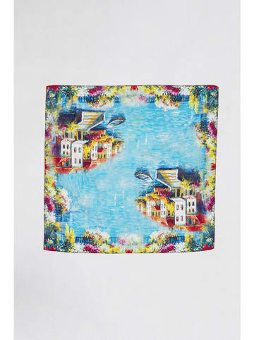 Made in Silk Jedwabna chusta w kolorze błękitnym ze wzorem - 52 x 52 cm