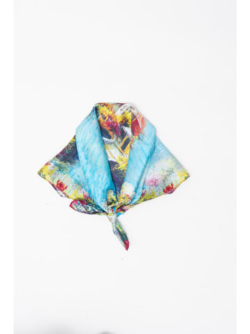 Made in Silk Jedwabna chusta w kolorze błękitnym ze wzorem - 52 x 52 cm