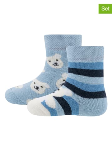ewers 2er-Set: Socken in Hellblau/ Weiß