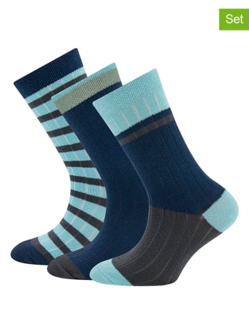 ewers 3-delige set: babysokken mintgroen/donkerblauw