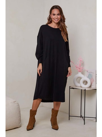 Soft Cashmere Sukienka dzianinowa w kolorze czarnym