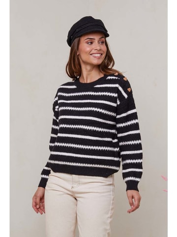 Soft Cashmere Pullover in Schwarz/ Weiß