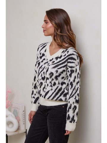 Soft Cashmere Trui wit/zwart