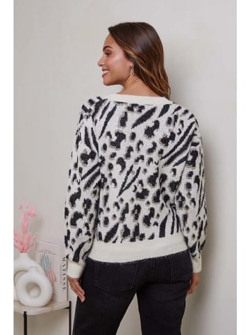 Soft Cashmere Trui wit/zwart