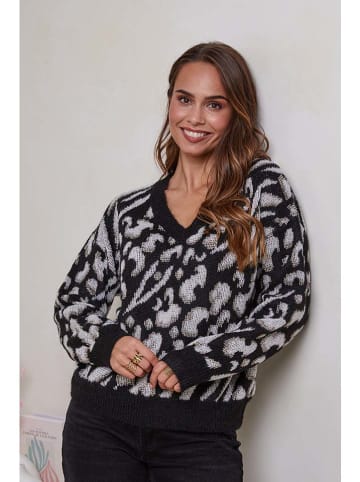 Soft Cashmere Trui zwart/grijs