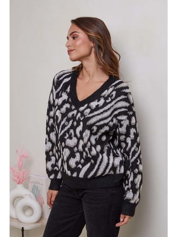 Soft Cashmere Trui zwart/grijs