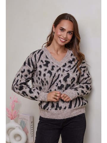 Soft Cashmere Pullover in Grau/ Schwarz