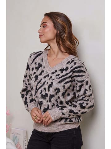 Soft Cashmere Trui grijs/zwart