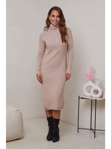 Soft Cashmere Sukienka dzianinowa w kolorze beżowym