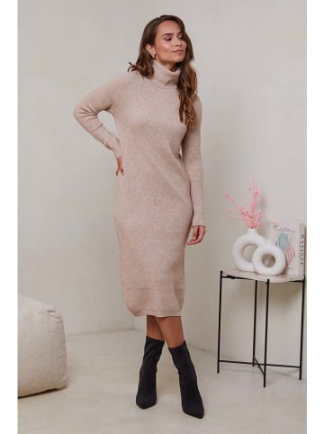Soft Cashmere Sukienka dzianinowa w kolorze beżowym