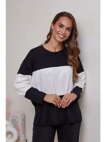Soft Cashmere Pullover in Schwarz/ Weiß