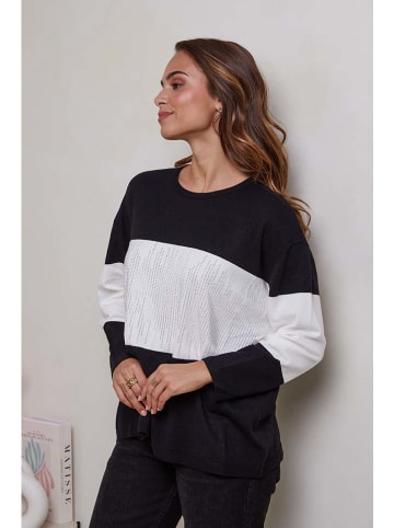 Soft Cashmere Trui zwart/wit