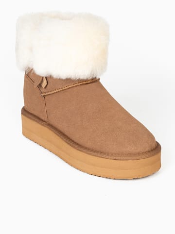 Gooce Leder-Winterboots "Whitney" in Hellbraun