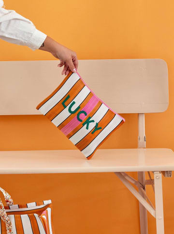 Rice Clutch oranje/wit - (B)28 x (H)20 cm