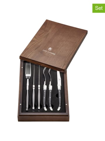 Chef Cuisine 6-delige bestekset zilverkleurig/zwart